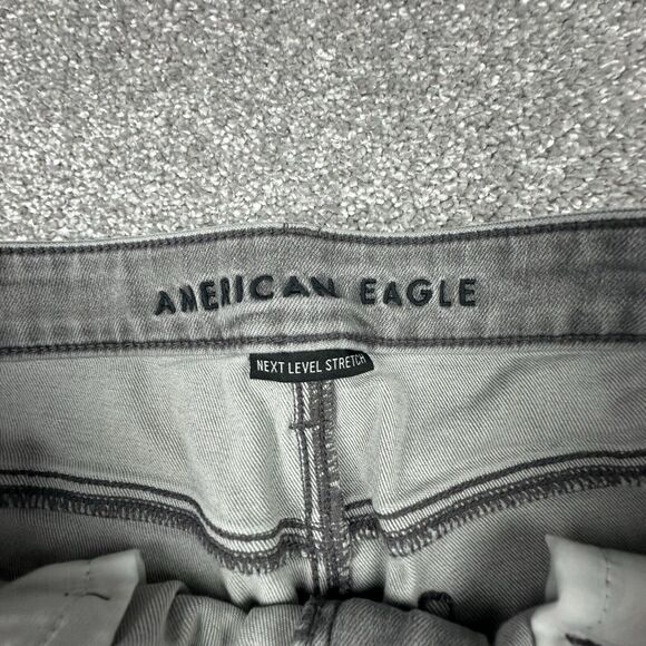 American Eagle Next Level Flex Jeans Womens 8 (32x30) Gray Distressed Flat Front - Picture 7 of 11
